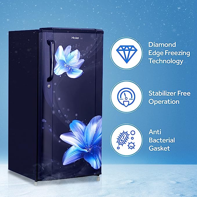Haier 190 L 2Star Direct-Cool Single Door Refrigerator (HED-19TMF, Marine Serenity), blue Haier 190 L 2Star Direct-Cool Single Door Refrigerator (HED-19TMF, Marine Serenity), blue